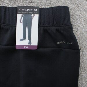 Layer 8 Sweatpants NWT Adult 2XL XXL Black Stretch Knit Pants Zip Ankles Joggers